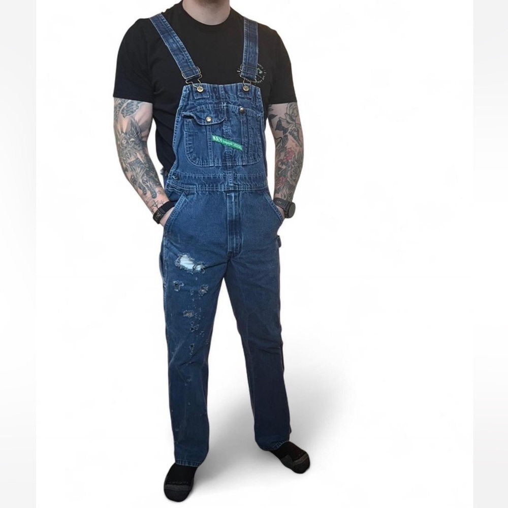 Men's Blue Denim Overalls - Picture 2 of 3